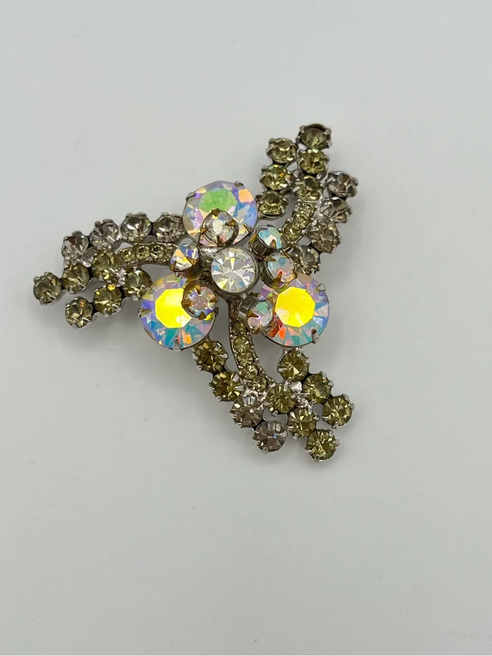 Vintage Verified Juliana Aurora Borealis Cast Channel Brooch Earring Set Mint